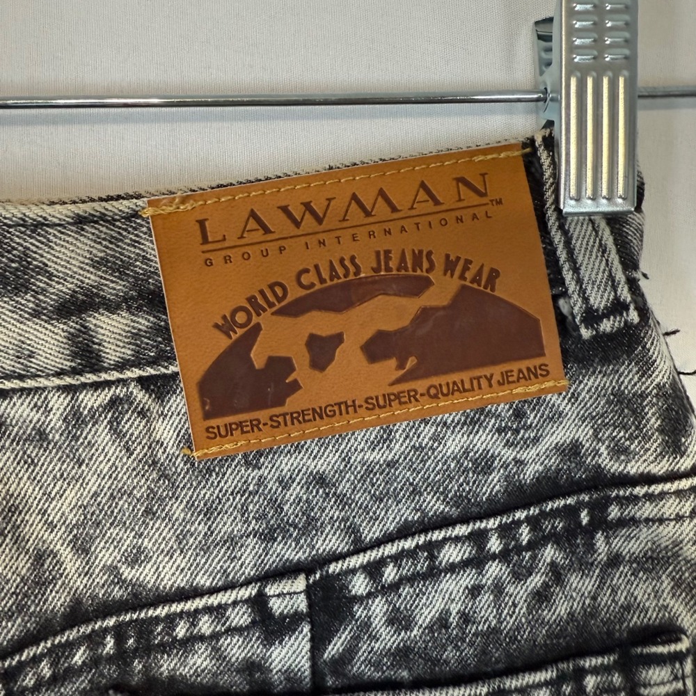 Lawman Vintage Acid Wash Denim Mini Skirt Women's Size 13 High Waist - Picture 3 of 8